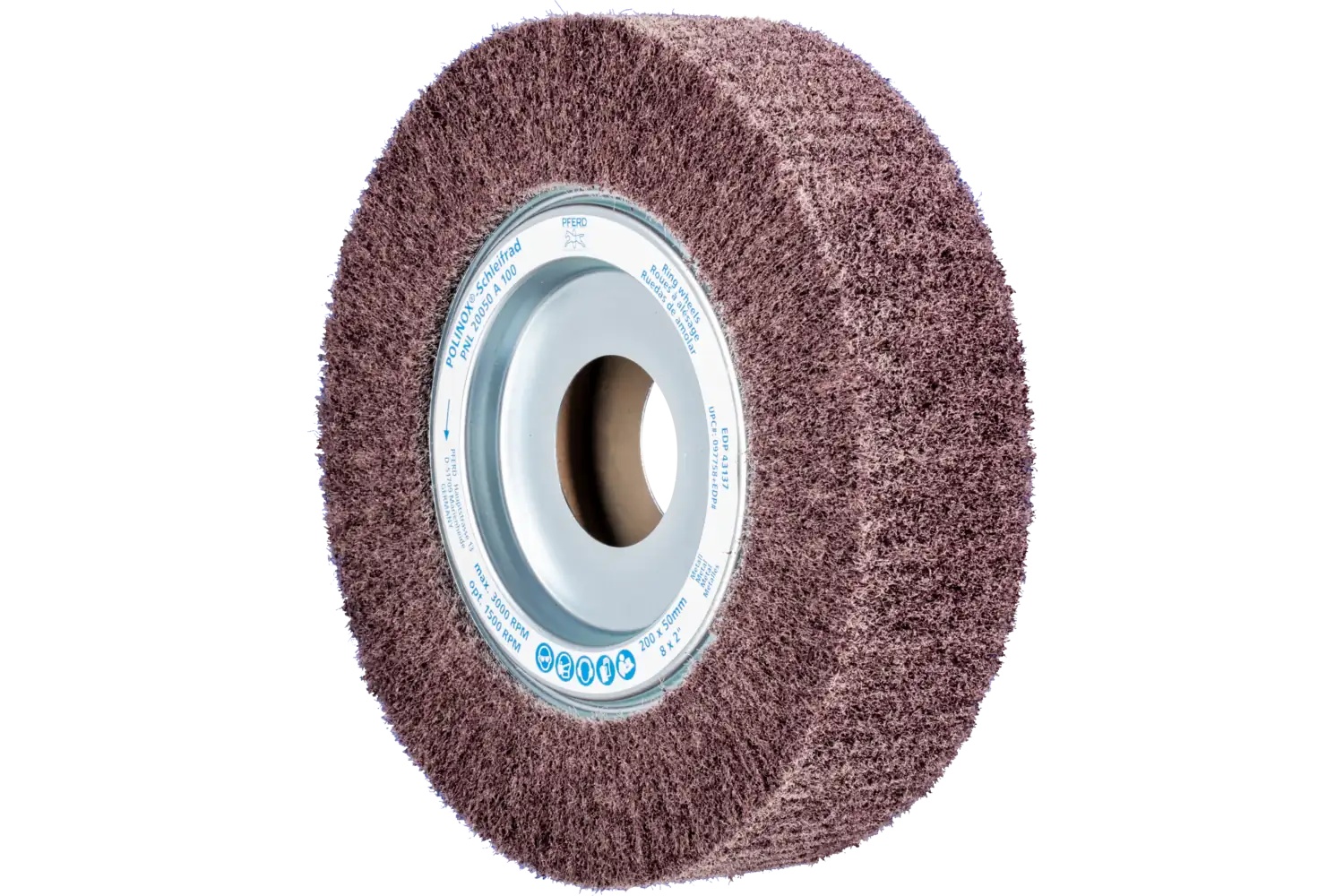 Picture of Pferd Polinox® Unmounted Flap Wheel, 8" X 2, 1" Ah, Radial, 100 Grit, Aluminum Oxide